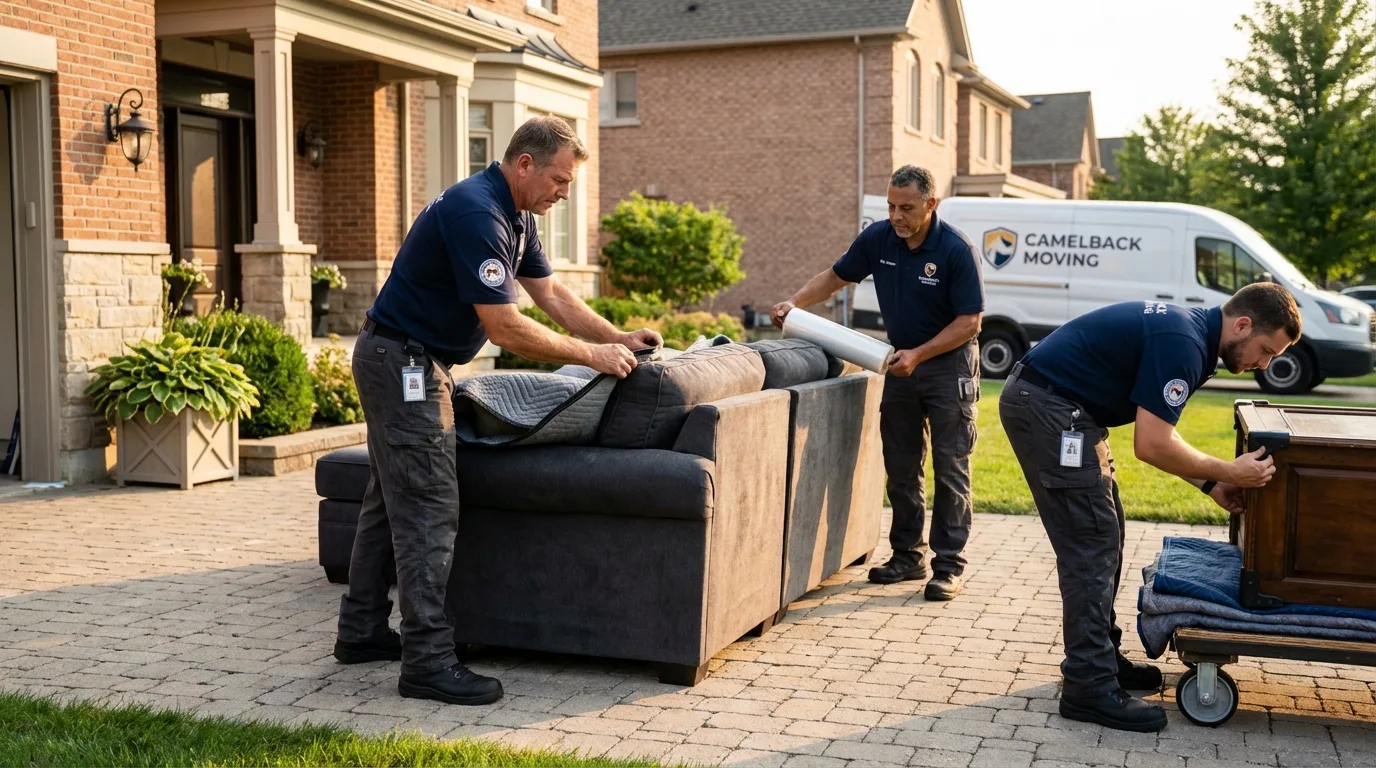 Large estate moving crew wrapping furniture in Christopher, IL